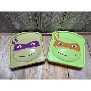 TMNT Sandwich Containers Set of 2 Donatello Michelangelo Evriholder Lunch Box